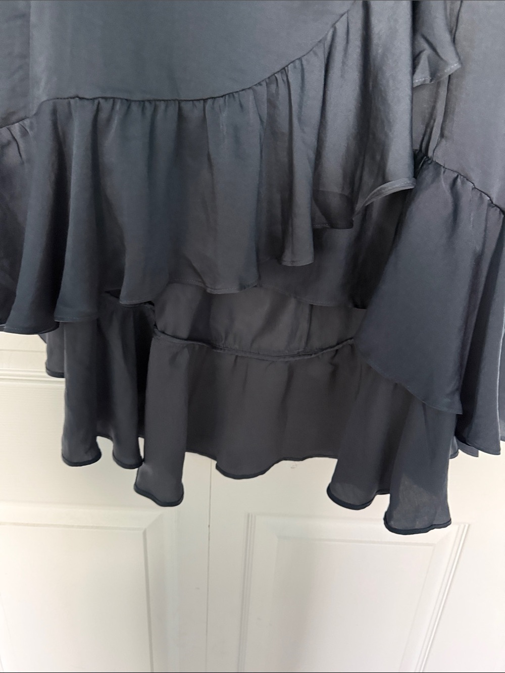 Lisa Rinna Collection Slate Blue Ruffle High-Low Skirt - Picture 4 of 6